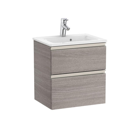 Roca Wall Mounted Vanity Unit City Oak Roca The Gap Compact Wall Mounted 500mm Two Drawer Vanity Unit with Basin