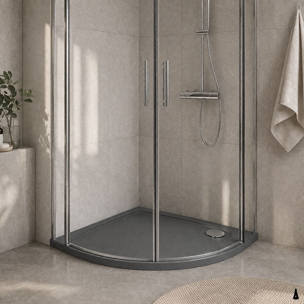 Aquarius Quadrant Shower Tray Aquarius Urbano Quadrant 45mm Stone Resin Shower Tray in Slate Grey