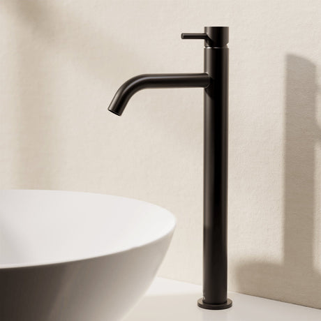 Crosswater Tall Basin Tap Matt Black Crosswater MPRO Deck Mounted Tall Basin Mixer Tap