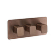 JTP Concealed Shower Valve Brushed Bronze JTP HIX 3 Outlet, 3 Handle Horizontal Thermostatic Concealed Shower Valve