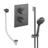 UK Bathroom Store Concealed Shower Set Slate Crosswater Crossbox Shower Set 6 - 2 Outlet with Riser Rail Kit and Overflow Bath Filler Waste