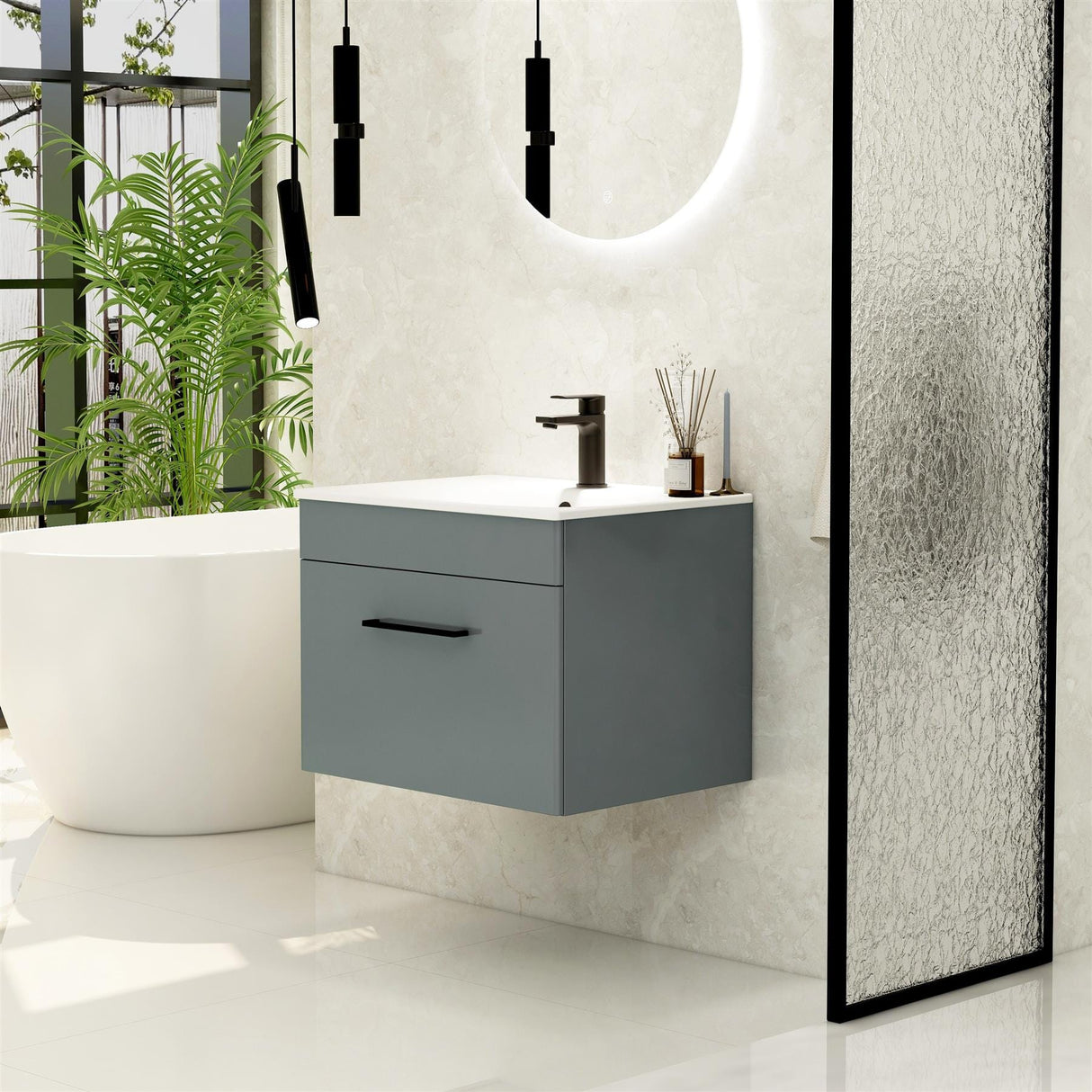 Imex Wall Mounted Vanity Unit Imex Croma Wall Mounted Single Drawer 500mm Vanity Unit with 1 Tap Hole Basin