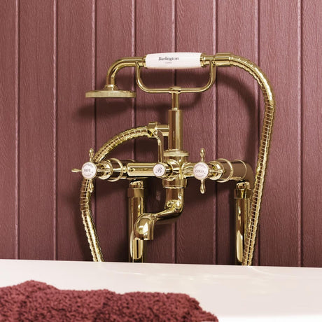 Burlington Freestanding Bath Filler Gold Burlington Guild Floor Standing Bath Shower Mixer