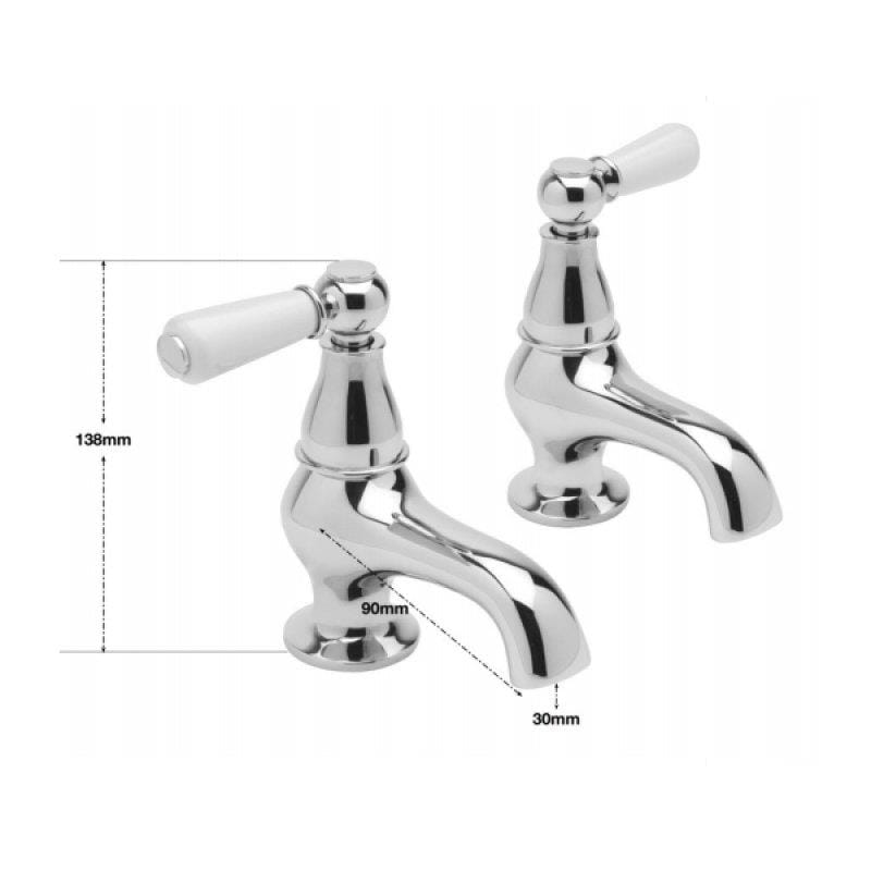 Sagittarius Pillar Basin Tap Sagittarius Kensington Lever Basin Pillar Taps (Pair) in Chrome/White