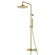 Flova Exposed Shower Set Brushed Brass Flova Moonlight GoClick Thermostatic Shower Valve Set with Adjustable Riser, Rainshower Head and Pencil Handset