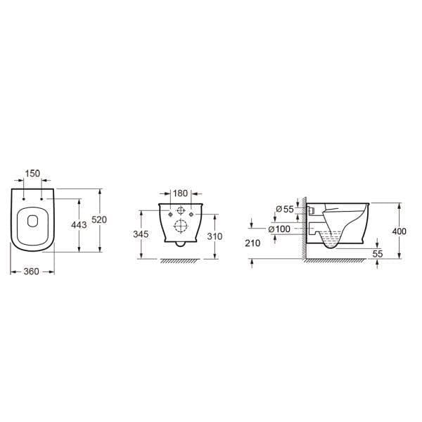 Imex Wall Hung Toilet Imex Liberty Rimless Wall Hung Toilet with Soft Close Seat
