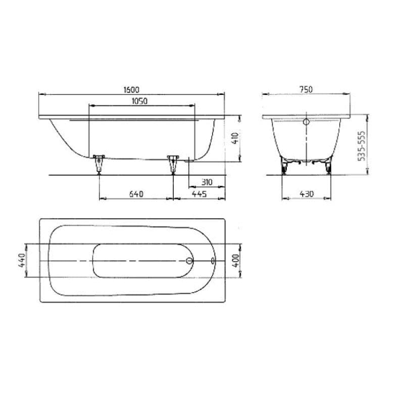 Kaldewei Single Ended Bath Kaldewei Saniform Plus Single Ended Steel Bath with Leg Set