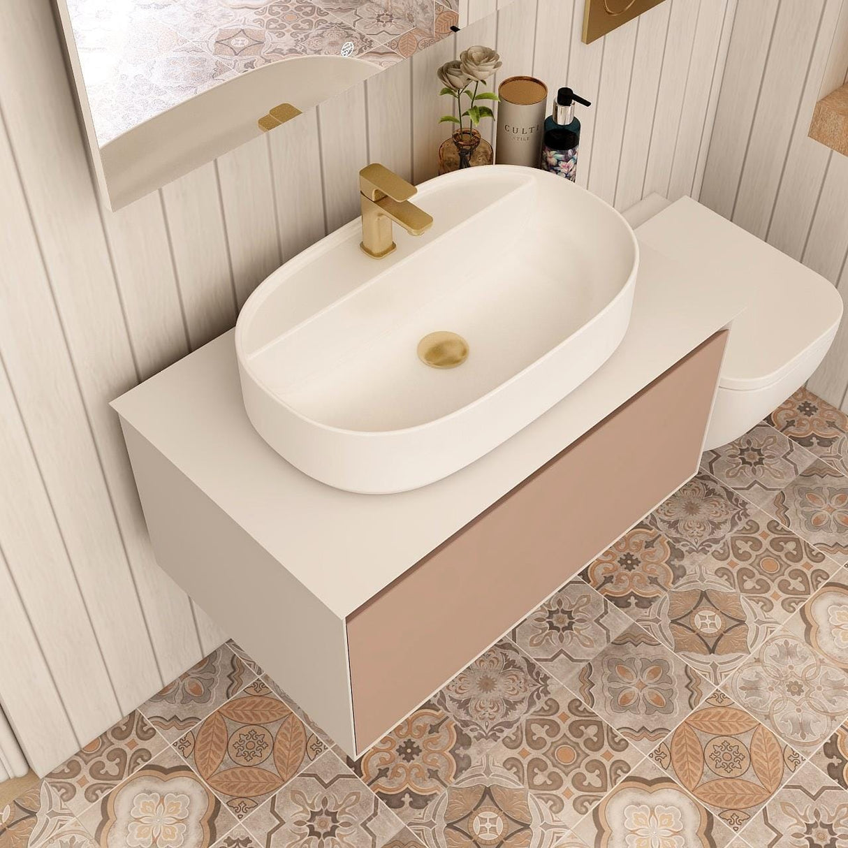 Imex Wall Mounted Vanity Unit Imex Essence Wall Mounted 800mm Single Drawer Vanity Unit with Worktop and  1 Tap Hole Basin