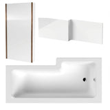 Aquarius Bathrooms L-Shaped Shower Bath Aquarius Urbano L-Shape Square Shower Bath Pack with Screen and Panel