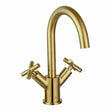 JTP Mono Basin Tap Brushed Brass JTP Solex Deck Mounted Swivel Spout Basin Mixer Tap