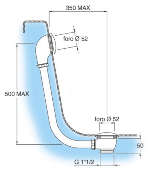 Crosswater Exposed Bath Waste Crosswater Exposed Click Clack Bath Waste and Overflow in Chrome