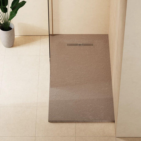 Crosswater Rectangle Shower Tray Brown / 800 x 1600 Crosswater Vito Textured Rectangle Shower Tray with Waste
