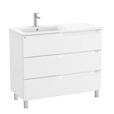 Roca Floor Standing Vanity Unit Matt White / Left Hand Roca Aleyda 1000mm Floor Standing Three Drawer Vanity Unit with Basin