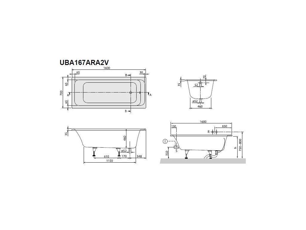 Villeroy and Boch Single Ended Bath Villeroy & Boch Architectura Rectangular Single Ended Bath in White Alpin