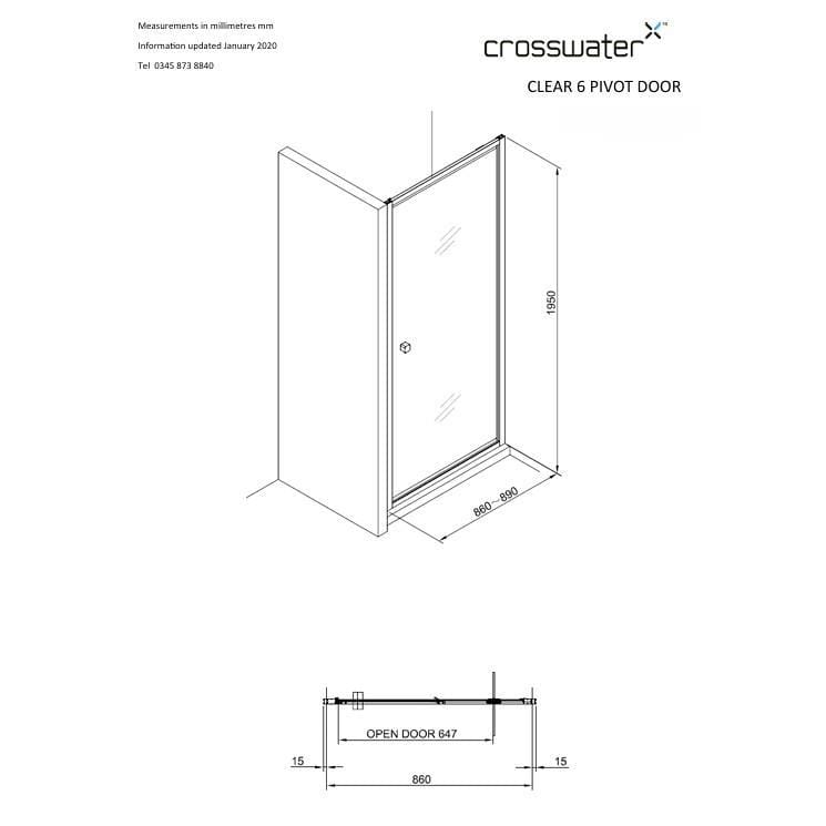 Crosswater Pivot Shower Door Crosswater Clear 6 Pivot Shower Door