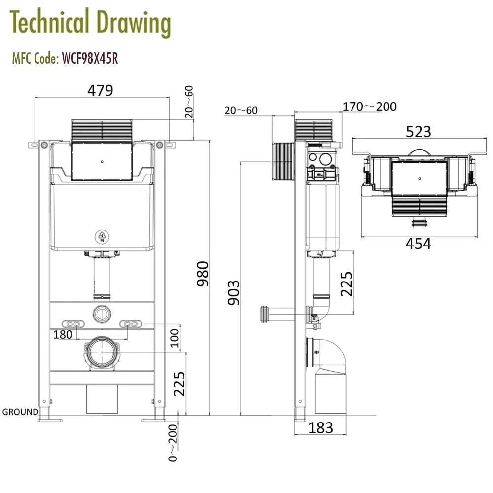 Crosswater Wall Hung WC Frame Crosswater 0.98m Dual Flush WC Support Frame Set with Flush Plate