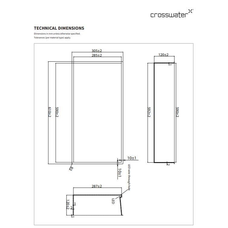 Crosswater Shower Niche Crosswater Rectangular Shower Niche with LED - 610 x 305 x 120mm
