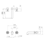 Crosswater Wall Mounted Basin Tap Crosswater Union 3 Hole Wall Mounted Basin Mixer Tap with Wheel Handle in Brushed Brass