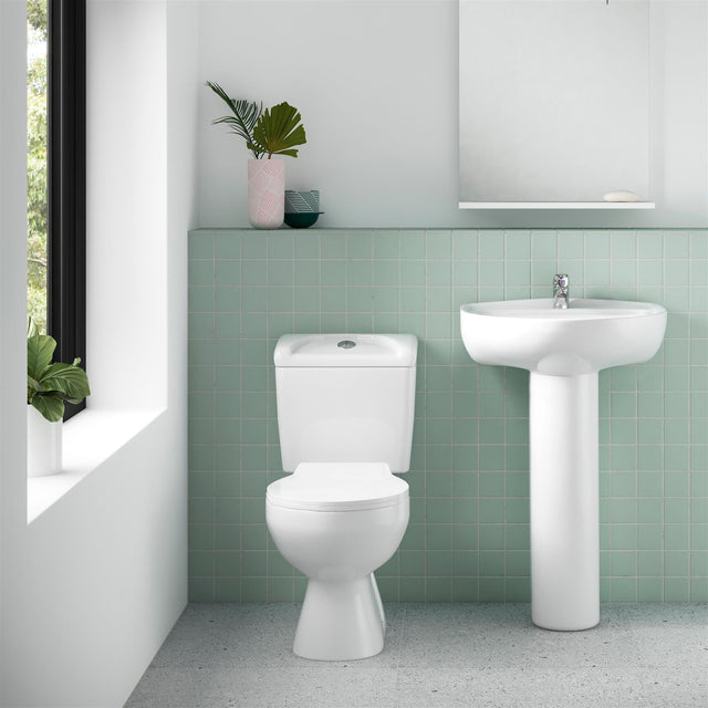 Aquarius Bathrooms Close Coupled Toilet Aquarius Sydney Rimless Open Back Close Coupled Toilet with Seat