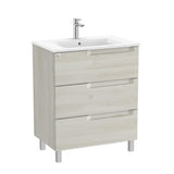 Roca Wall Mounted Vanity Unit White Wood Roca Aleyda 700mm Floor Standing Three Drawer Vanity Unit with Basin