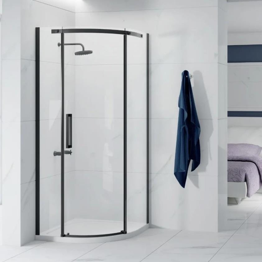 Merlyn Quadrant Shower Enclosure Matt Black / Right Handed Merlyn Ionic Essence Frameless 8mm 1 Door Quadrant Shower Enclosure