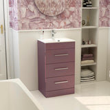 Imex Floor Standing Vanity Unit Plum / White Imex Croma Floor Standing Three Door 500mm Vanity Unit with 1 Tap Hole Basin