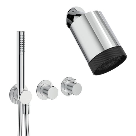 UK Bathroom Store Concealed Shower Set Chrome Crosswater Module Plus Shower Set 3 - 2 Outlet with Revive Multifunctional Spotlight Shower Head and Pencil Handset