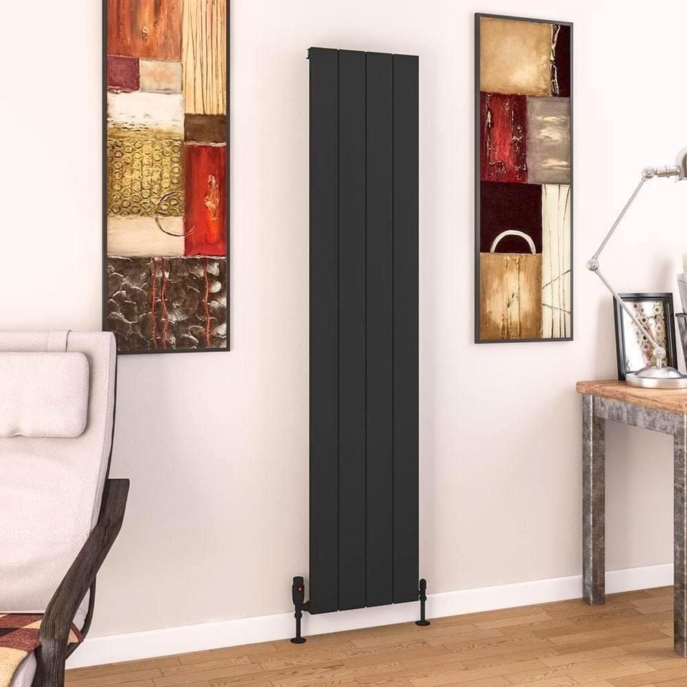Eastbrook Panel Radiator 1800 x 375 / Electric Only Eastbrook Charlton Vertical Aluminium Designer Radiator in Matt Black