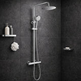 Aquarius Bathrooms Exposed Shower Set Chrome Aquarius RainLux Cool Touch Adjustable Round Exposed Shower Valve and Kit