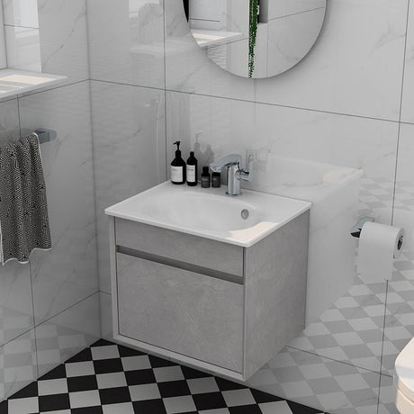 Imex Wall Mounted Vanity Unit Slate Imex Alma Wall Mounted Single Drawer 500mm Vanity Unit with Basin