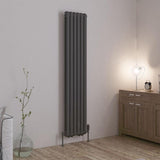 Eastbrook Column Radiator 1800 x 383 / Electric Only Eastbrook Rubano Straight Vertical Traditional Column Radiator in Matt Anthracite