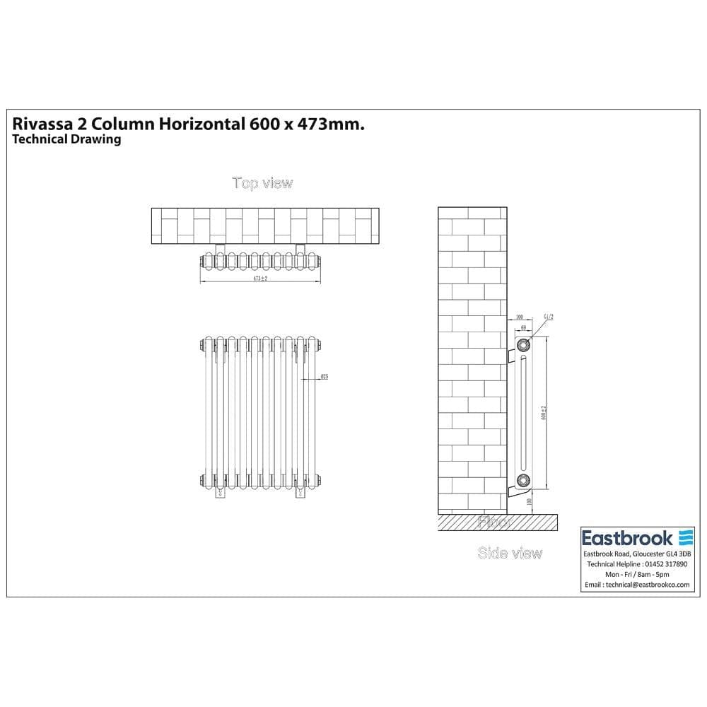 Eastbrook Rivassa Traditional 2 Column Radiator in Matt Anthracite
