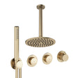 UK Bathroom Store Concealed Shower Set Brushed Brass / Ceiling Arm / 200mm Crosswater Module Shower Set 8 - 2 Outlet with Pencil Handset and Overhead Shower