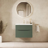 Crosswater Wall Mounted Vanity Unit 700mm / Sage Green Crosswater Glide II Wall Mounted Two Drawer Vanity Unit with Basin