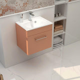Imex Wall Mounted Vanity Unit Terracotta / White Imex Croma Wall Mounted Single Drawer 500mm Vanity Unit with 1 Tap Hole Basin