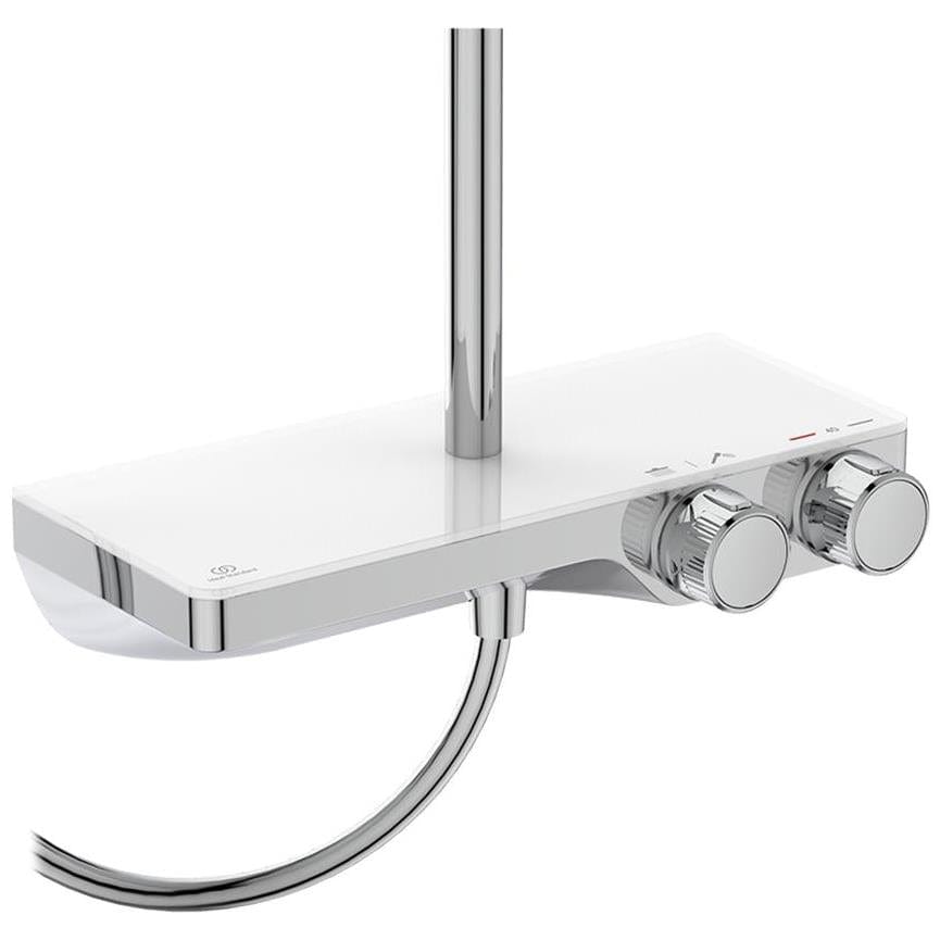 Ideal Standard Exposed Shower Set Ideal Standard Ceratherm S200 Exposed Thermostatic Shower Valve Set with Showerhead, Adjustable Riser, Handset and Shelf in Chrome