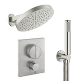 UK Bathroom Store Concealed Shower Set Brushed Nickel Crosswater Crossbox Push Shower Set 6 - 2 Outlet with Revive Steel Overhead Shower and Pencil Handset