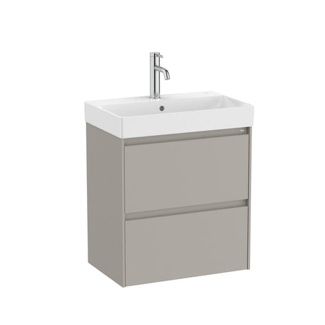 Roca Wall Mounted Vanity Unit Matt Grey Roca Ona 550mm Compact Wall Mounted Two Drawer Vanity Unit with Basin