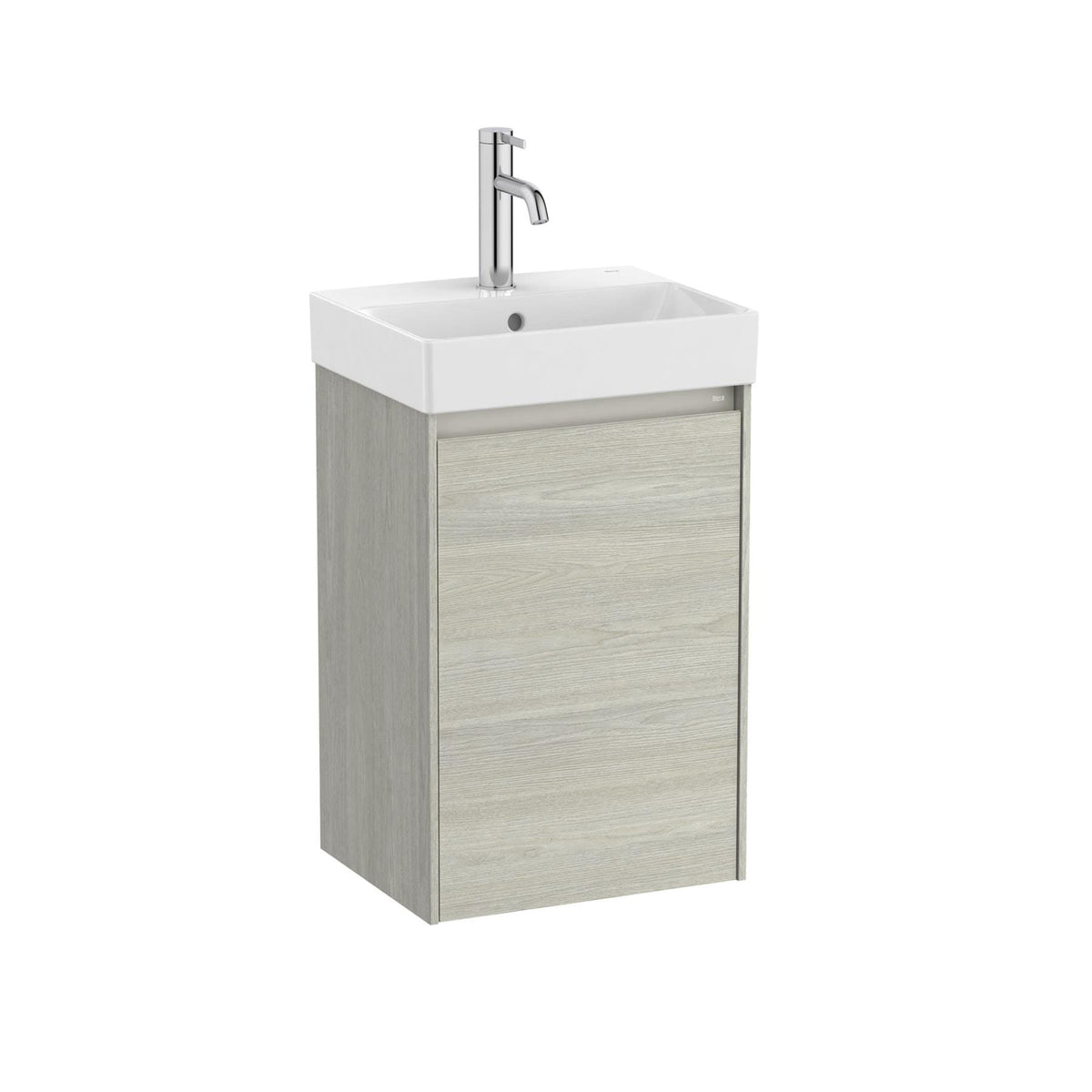 Roca Cloakroom Vanity Unit White Oak Roca Ona Compact 400mm Wall Mounted One Door Vanity Unit with Basin