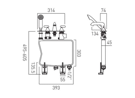 VADO Bath Shower Mixer Vado Arrondi Thermonstatic Bath Shower Mixer Tap with Lever Handles  - Chrome - ARR-132T-CP