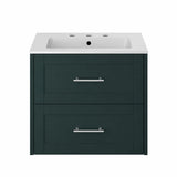 Heritage Wall Mounted Vanity Unit Classic Green Heritage Lynton 600mm Wall Hung Vanity Unit with Basin, Waste and Handle Bundle
