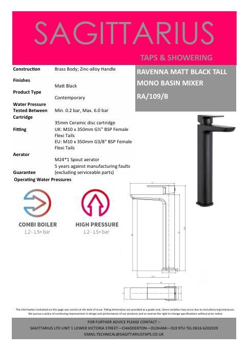 Sagittarius Tall Basin Tap Sagittarius Ravenna Tall Basin Mixer Tap with Sprung Waste