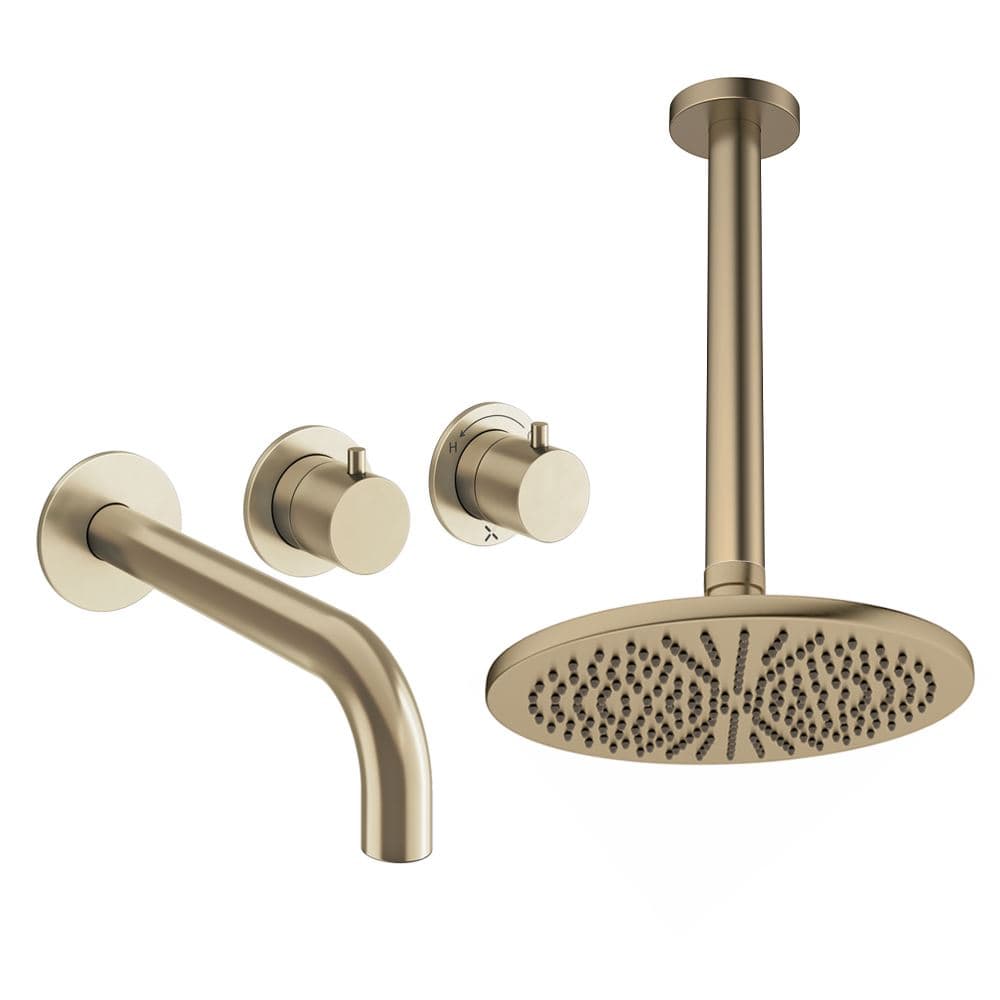 UK Bathroom Store Concealed Shower Set Crosswater Module Shower Set 3 with Fixed Overhead Shower and Bath Spout