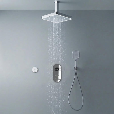 TED Exposed Shower Set Ceiling Mounted TED Togo Oval BubbleSpa® Complete 2 Outlet Digital Shower Kit with Wireless Button