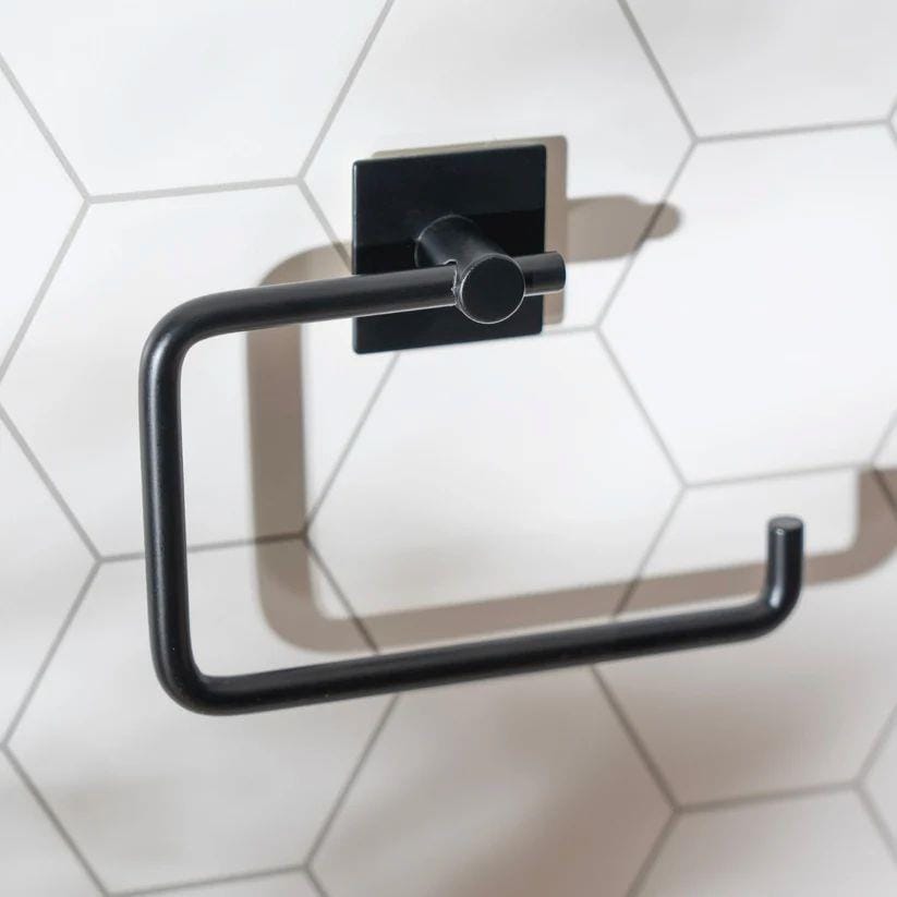 Smedbo Toilet Roll Holder Matt Black Smedbo Beslagsboden Square Self-Adhesive Toilet Roll Holder
