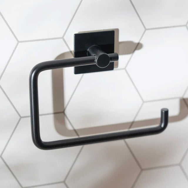 Smedbo Toilet Roll Holder Matt Black Smedbo Beslagsboden Square Self-Adhesive Toilet Roll Holder