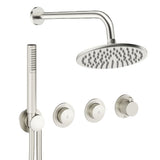 UK Bathroom Store Concealed Shower Set Brushed Nickel / Wall Arm / 200mm Crosswater Module Shower Set 8 - 2 Outlet with Pencil Handset and Overhead Shower