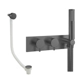 Crosswater Concealed Shower Set Slate Crosswater Design 2 Handle 2 Outlet Shower Set 5 with Integrated Handset and Overflow Bath Filler