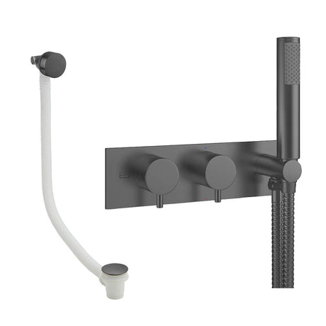 Crosswater Concealed Shower Set Slate Crosswater Design 2 Handle 2 Outlet Shower Set 5 with Integrated Handset and Overflow Bath Filler
