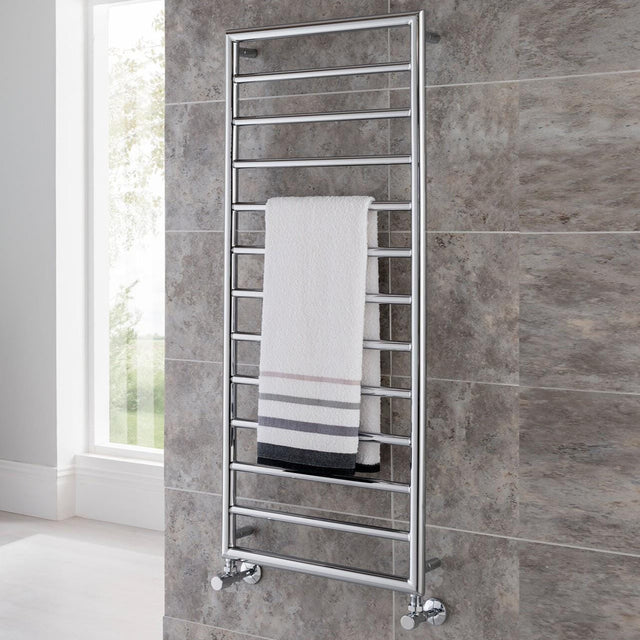 Vogue Designer Towel Radiators Vogue Smooth Straight Vertical Designer Towel Rail - 1200 x 400mm - Dual Fuel - Chrome